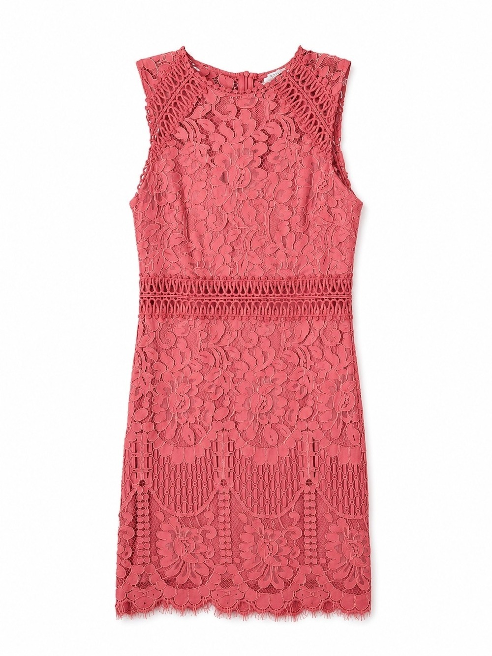 Blashe NWT Coral Floral Lace Sheath Dress Medium Sleeveless Crochet Lace Wedding